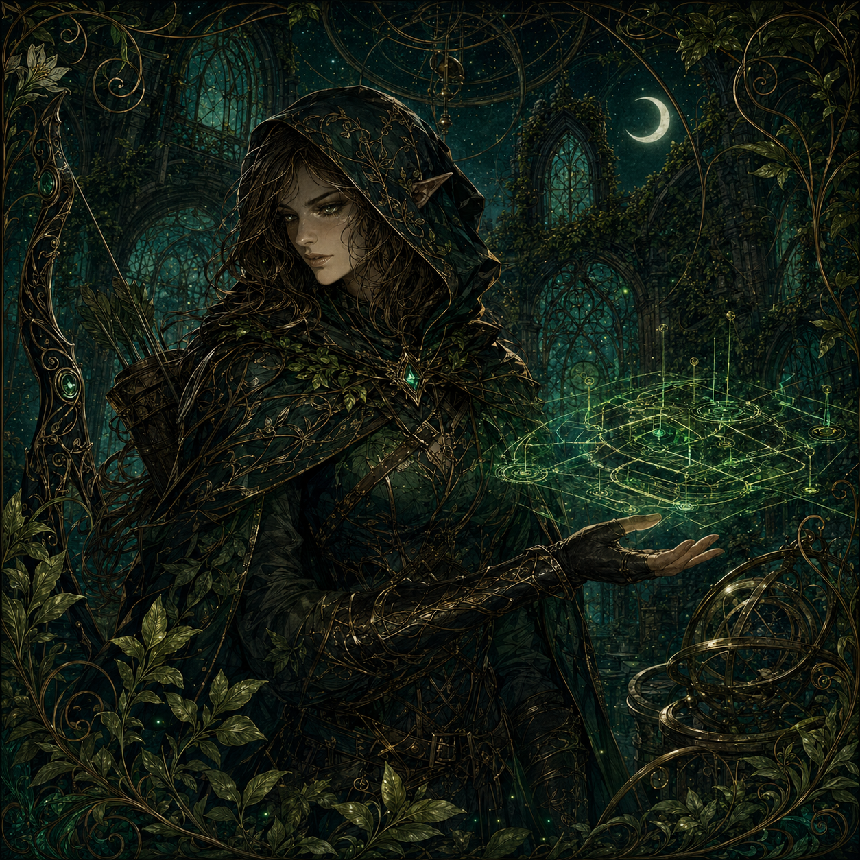 Elven mage casting the ritual